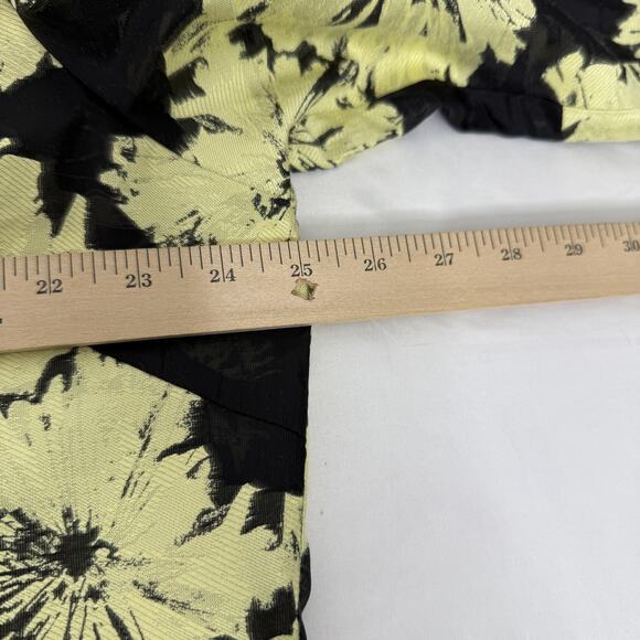 Ming Wang Jacket Womens Large Black Yellow Floral Jacquard Open Front Topper - Picture 7 of 8